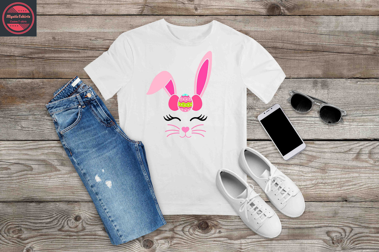 038. BUNNY FACE WITH EGG, Custom Made Shirt, Personalized T-Shirt, Cus