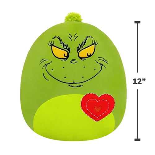 Squishmallows Original 12in Grinch with Heart – Official Jazwares Plush (Medium-Sized)