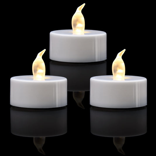 KOABY 24 Pack Warm White LED Tea Lights, Last 100H+, Flickering Flameless Battery Operated Tea Lights for Decor