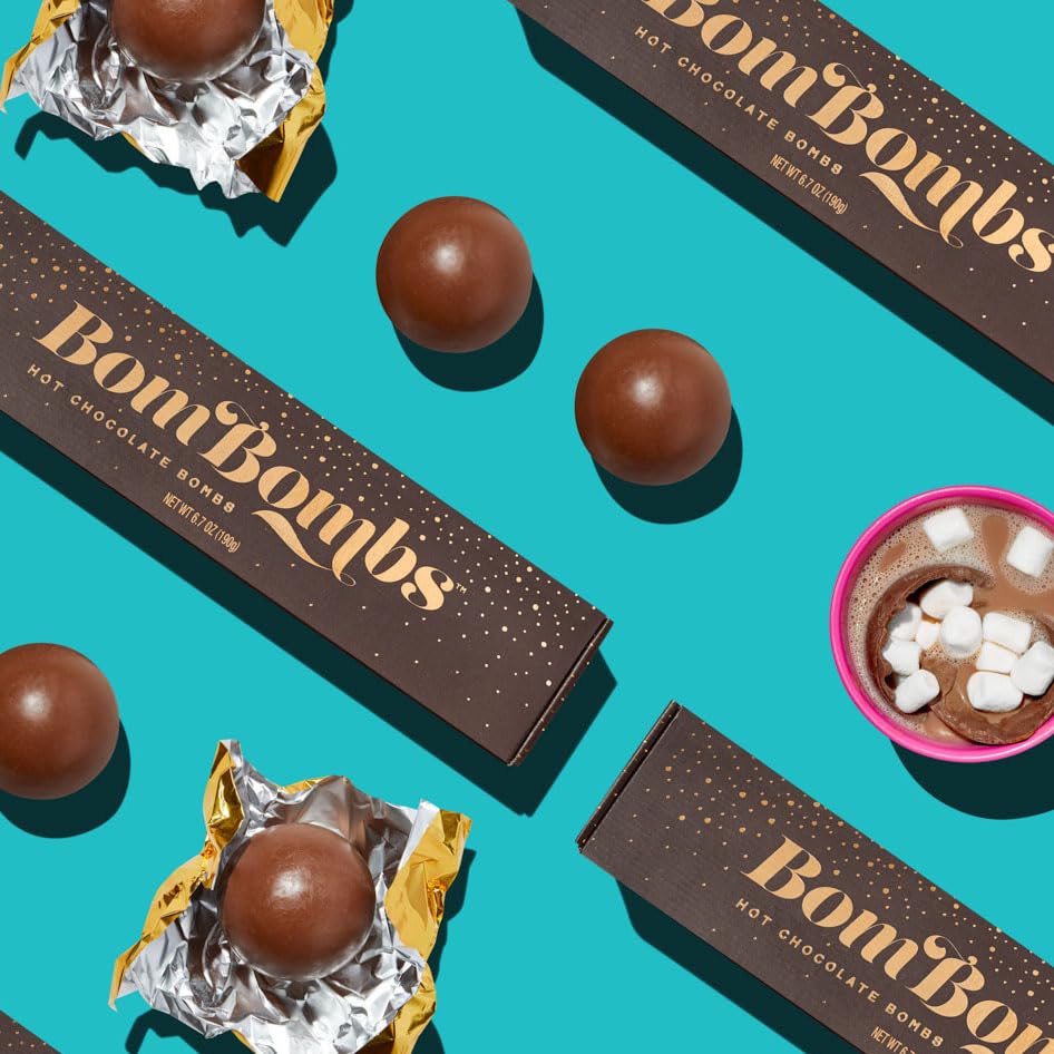 BomBombs, Hot Chocolate Bombs, Includes Fudge Brownie and Caramel Candy Cocoa Bombs Filled with Marshmallows, Pack of 5