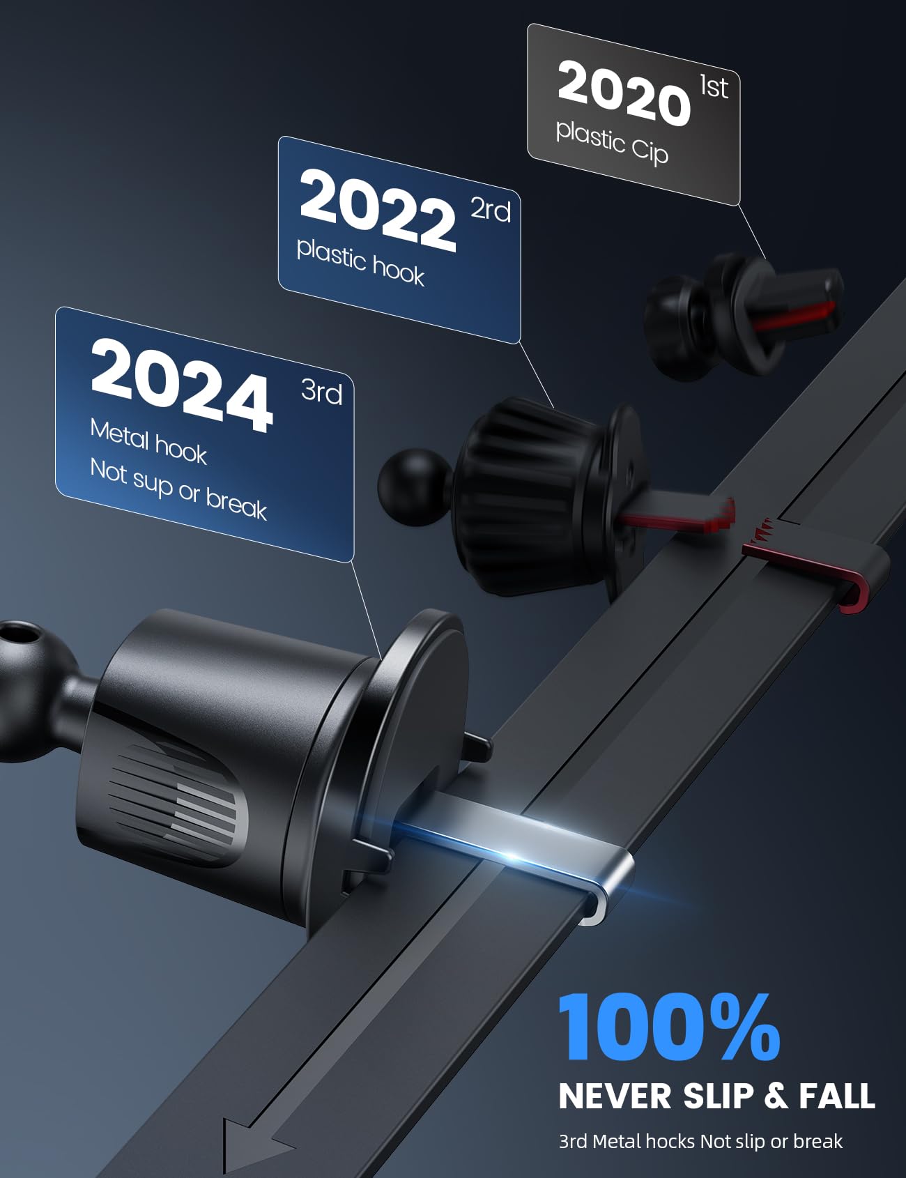 Lamicall 2025 Wider Clamp & Metal Hook Car Phone Holder Vent [Thick Cases Friendly] Phone Holders for Your Car Mount Automobile Hands Free Cradle Air Vent for iPhone 16 15 14 13 Pro Max Smartphone