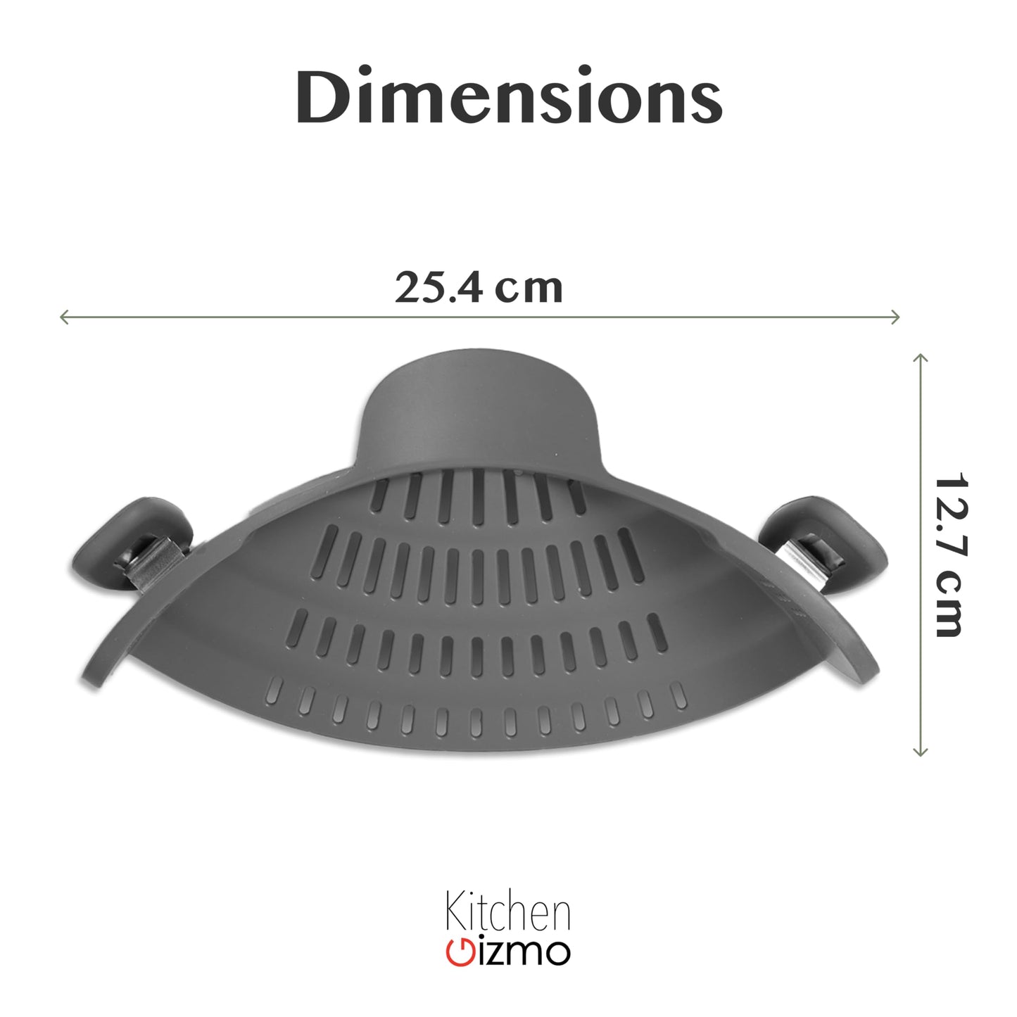 Kitchen Gizmo Snap N' Strain - Silicone Pasta Strainer Clip-On for Pots and Pans - Heat Resistant Colander for Vegetables and Noodles - Kitchen Gadgets for Cooking - Space-Saving Design - Gray