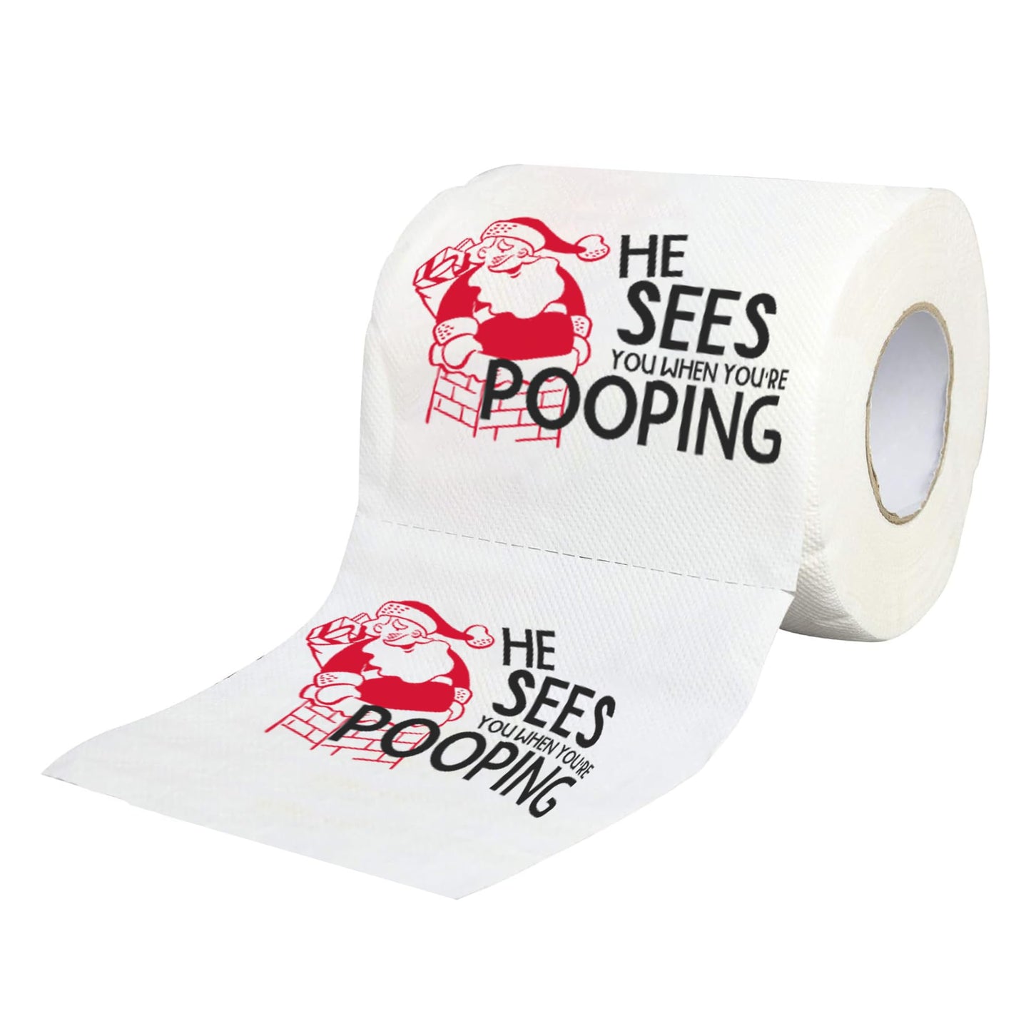 Christmas Toilet Paper Roll He Sees You When You're Pooping - Funny Toilet Paper, Funny Merry Christmas Novelty Gifts, Perfect for White Elephant and Holiday Parties - Santa, Xmas, Holiday Gag Gifts