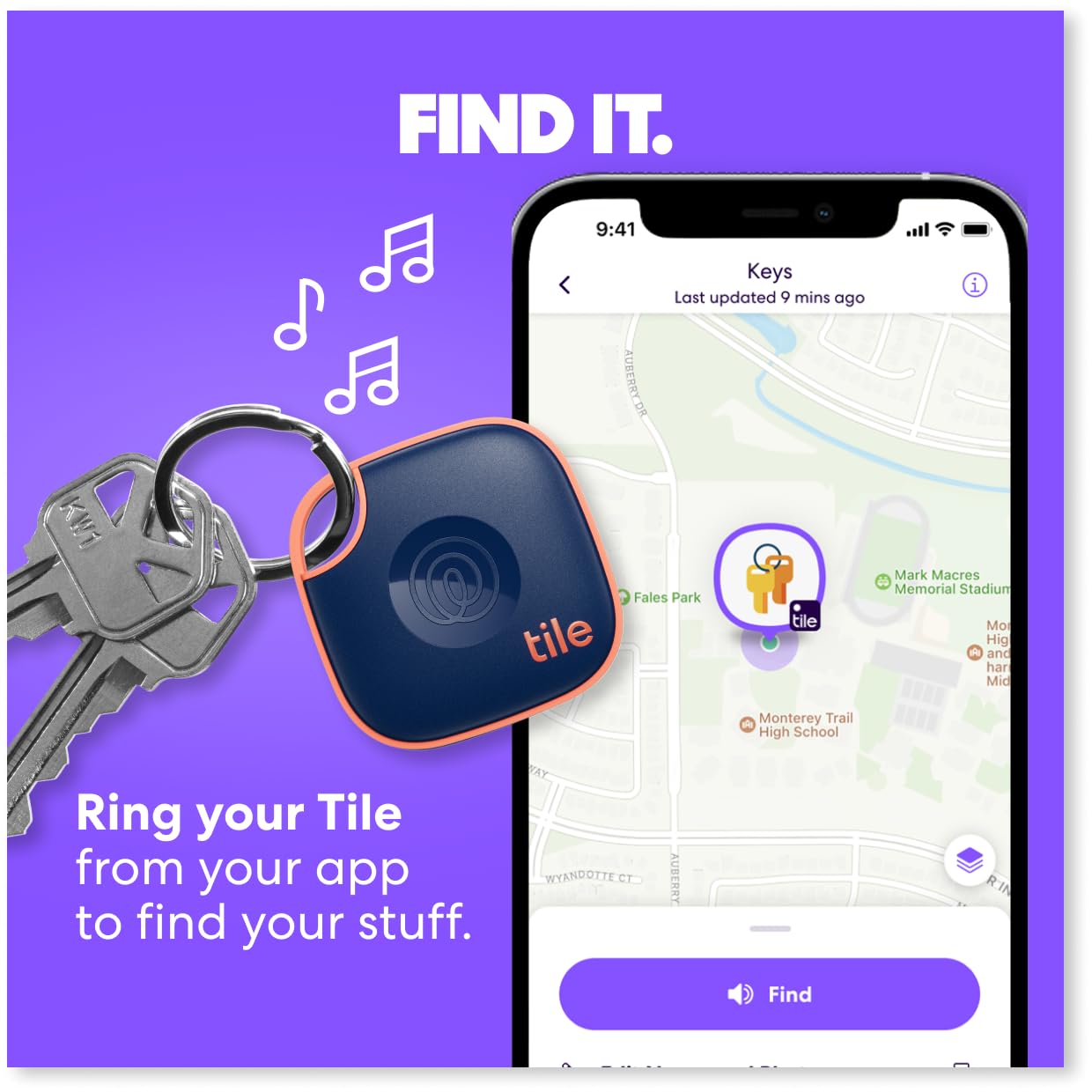 Tile by Life360 Mate - Bluetooth Tracker, Keys Finder and Item Locator for Keys, Bags and More. Phone Finder. Both iOS and Android Compatible. 1-Pack (Black)