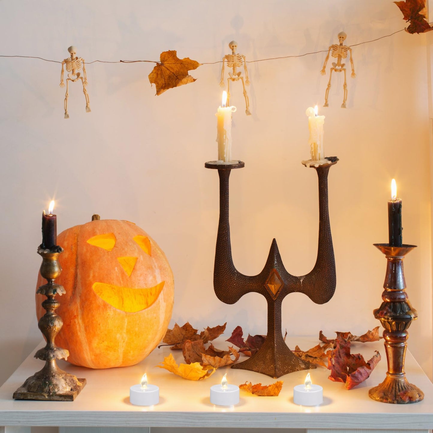 KOABY 24 Pack Warm White LED Tea Lights, Last 100H+, Flickering Flameless Battery Operated Tea Lights for Decor