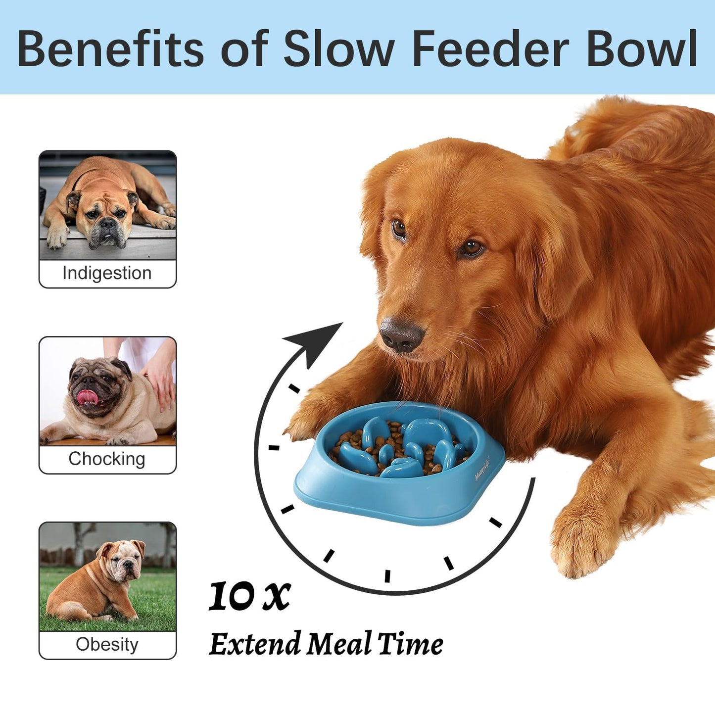 MateeyLife Slow Feeder Dog Bowls 2PCS, Anti-Choking Puzzle Dog Food Bowls, Anti-Slip Interactive Feeding Slow Down Eating, Bloat Stop Maze Dishes for Medium Breeds