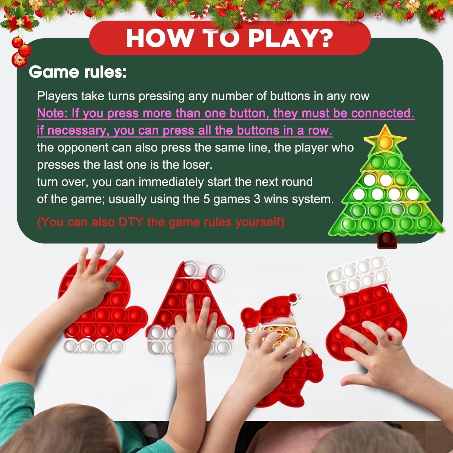 QETRABONE 6 Pcs Christmas Fidget Toy Set, Push Bubble Fidget Sensory Toy for Adult, Party Game Decor Gift Xmas Stockings Toys Christmas Decorations Autism ADHD Decompression Toys