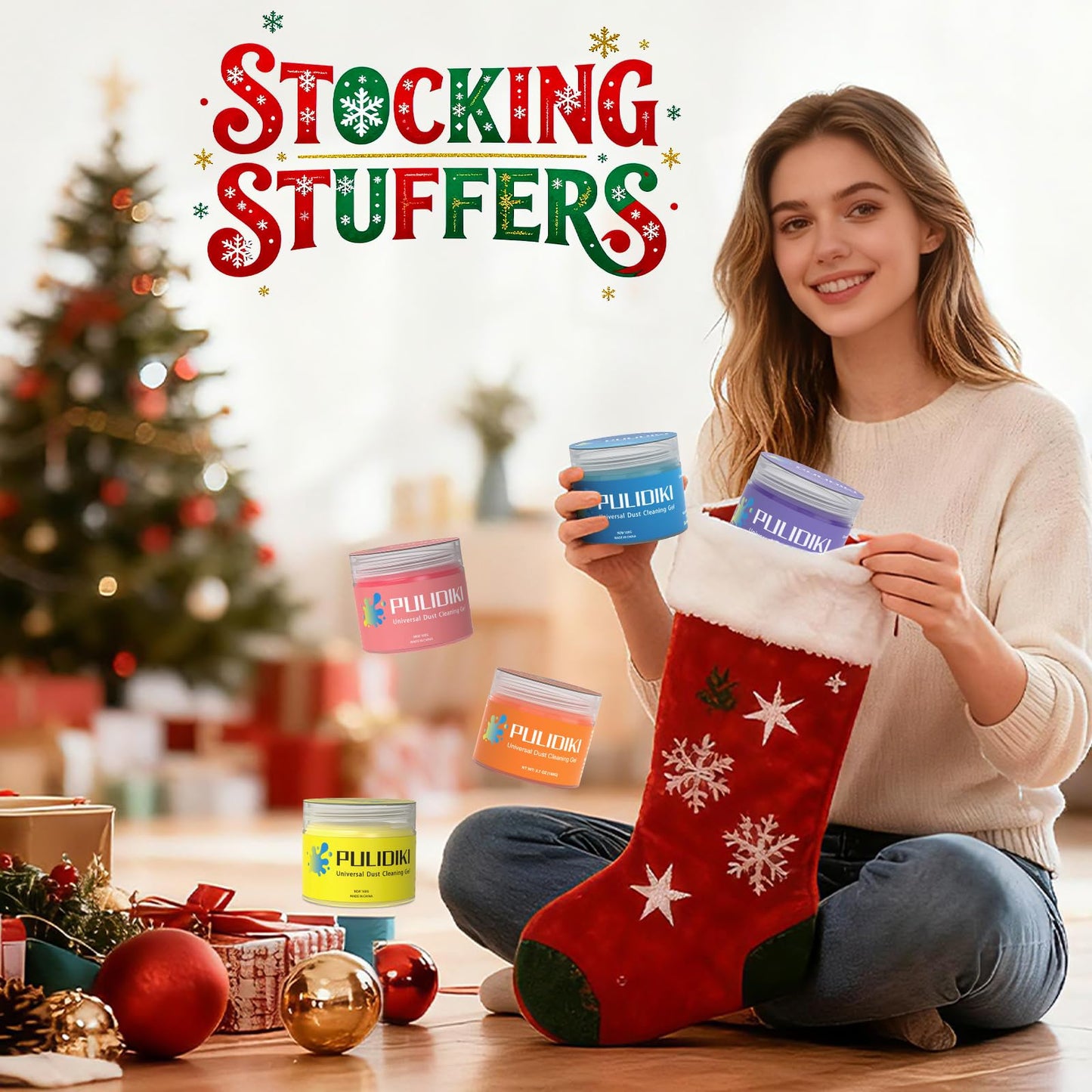 PULIDIKI Car Cleaning Gel Clean Putty Car Interior Cleaner Slime Auto Detail Tools Kit Supplies Car Accessories Christmas Stocking Stuffers Gifts for Men Women White Elephant Gifts Adults Teens