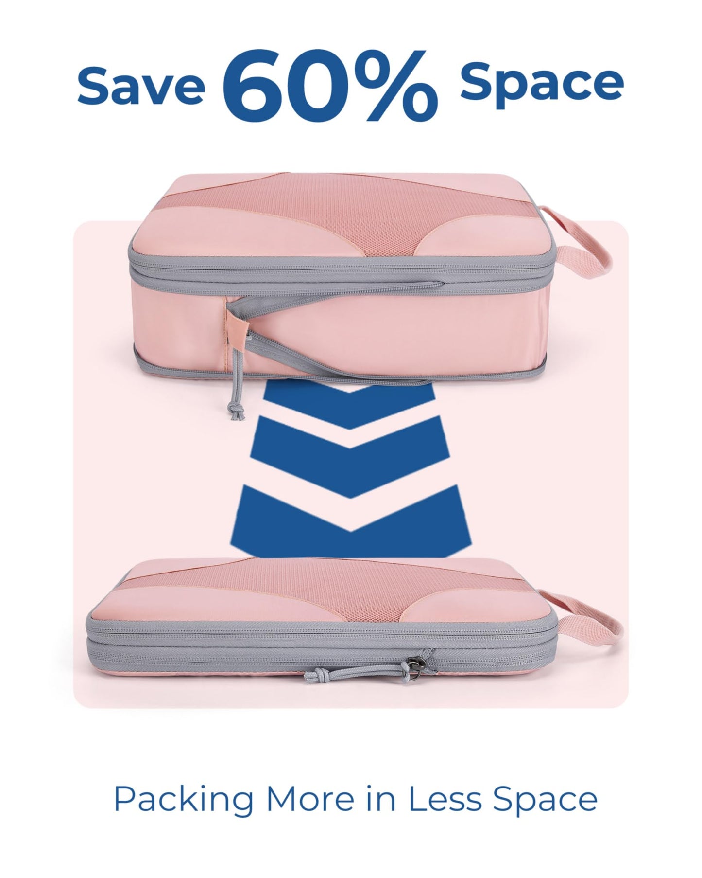 BAGSMART Compression Packing Cubes for Travel, Compressible Luggage Organizer for Carry On Suitcase, Lightweight Travel Essentials 6-Pack 1L+2M+2S+1Shoe Bag, Pink