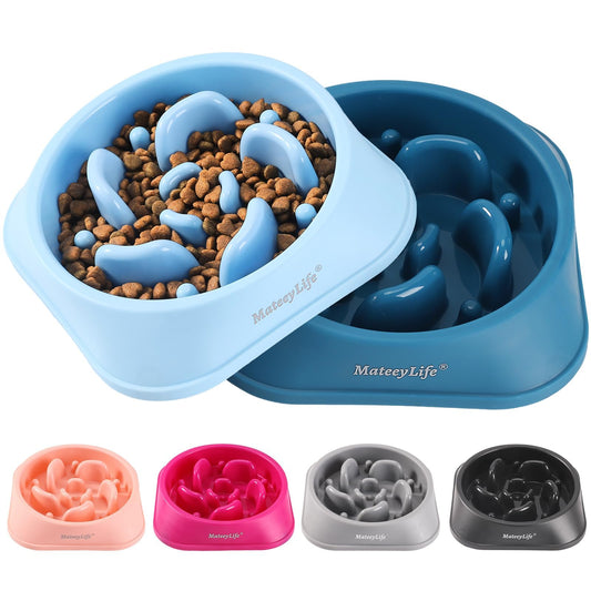 MateeyLife Slow Feeder Dog Bowls 2PCS, Anti-Choking Puzzle Dog Food Bowls, Anti-Slip Interactive Feeding Slow Down Eating, Bloat Stop Maze Dishes for Medium Breeds