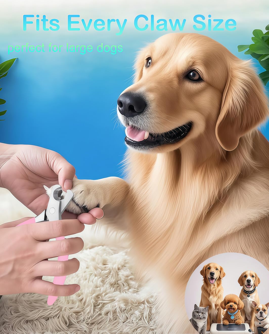 HEYCROWN Large Dog Nail Clippers Wide Jaw Opening Heavy Duty Dog Nail Trimmer Cat Claw Clippers