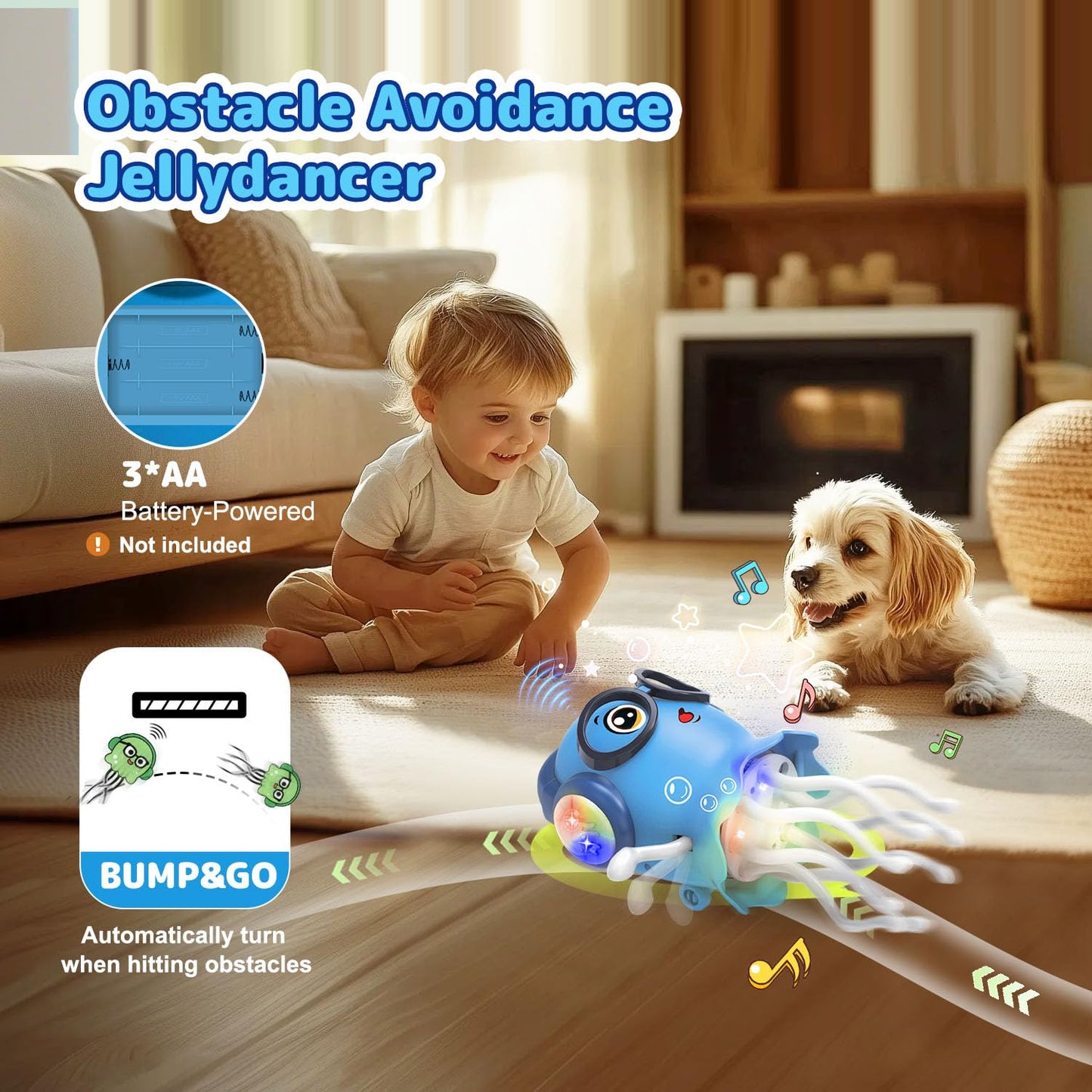 Zonopy Christmas Dancing Jellydancer Baby Toy, Crawling Jellydancer Tummy Time Toy Stocking Stuffers for Boy 3-6 Girls 6-12, Magic Dancing Music Toys for 3 4 5 6 7 8 Year Old Kids Birthday Gifts