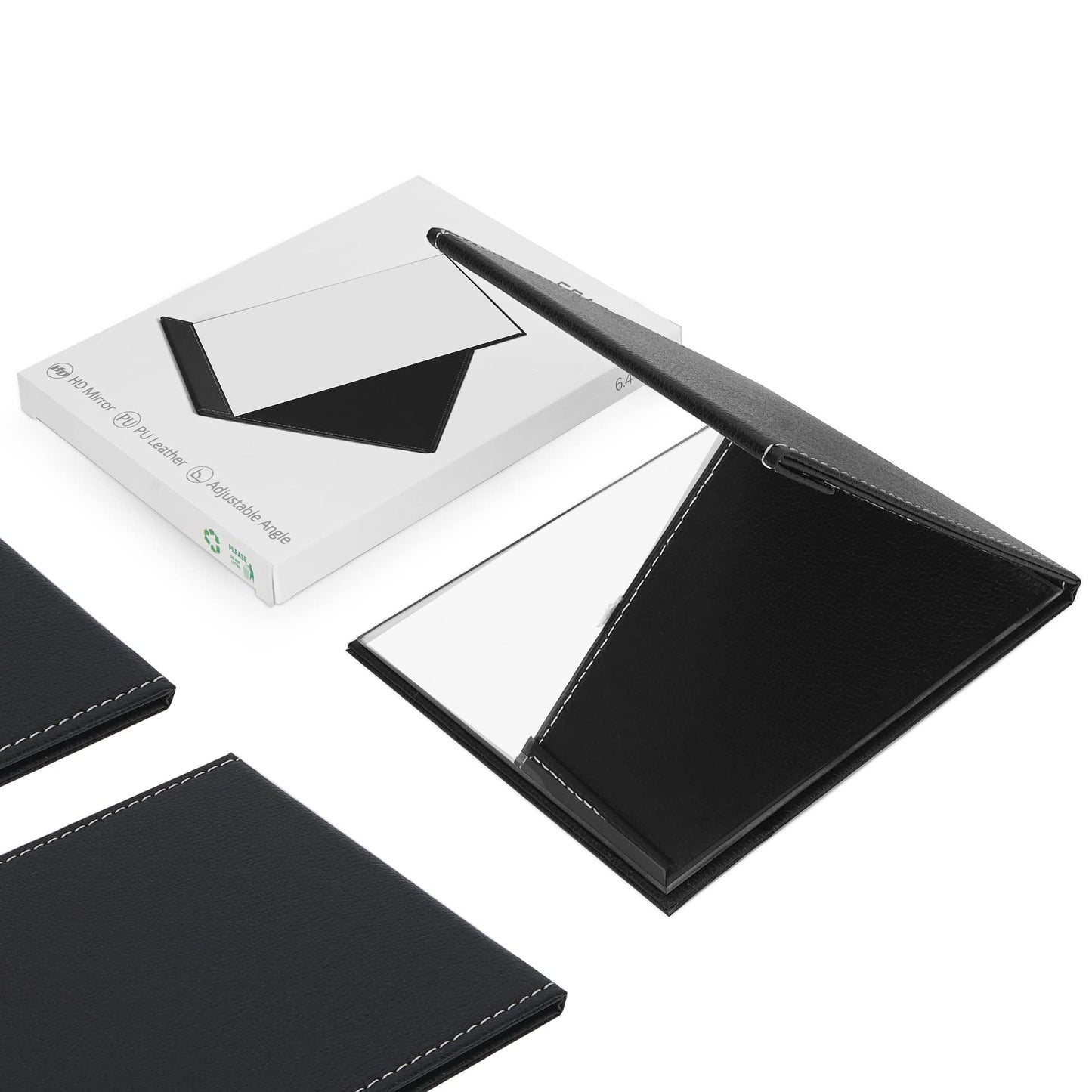 EFAILY Folding Travel Mirror, PU Portable Adjustable Rectangular Ultrathin Mirror, for Travel, Camping,Home(6.4W×5.3L)