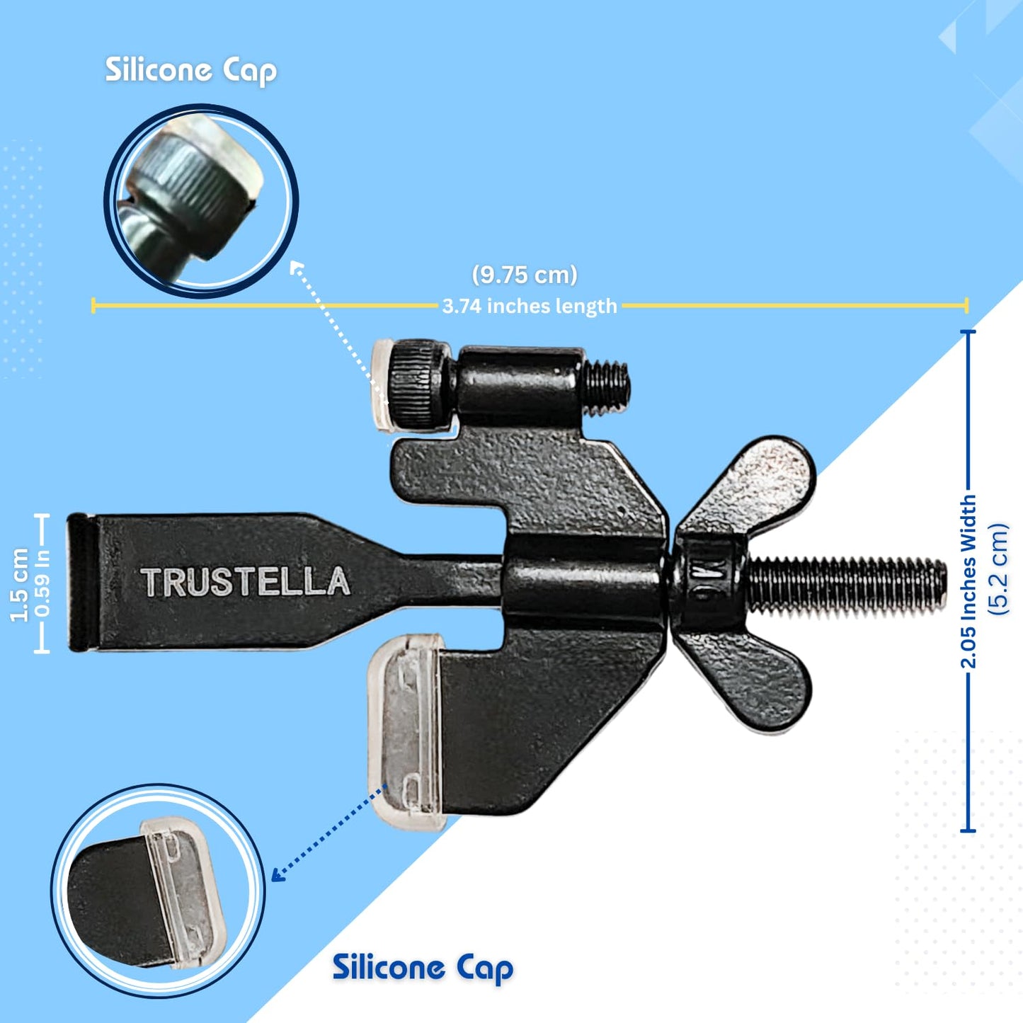 Original Trustella Heavy-Duty Portable Door Lock - Stainless Steel Security Device for Enhanced Safety - Ideal for Home, Travel, Hotels, Apartments - Silicone Protector Caps Included (1, Black)