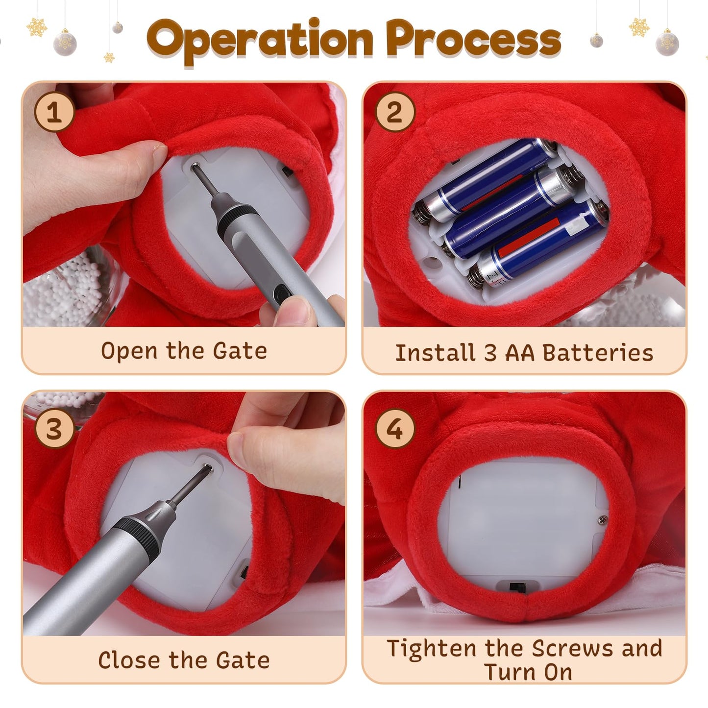 Laelr Singing Glowing Christmas Elk Toy 10'' Christmas Elk Stuffed Animal Plush Toy with Music Snow Globe and LED Lights Christmas Ornaments Musical Doll for Birthday Festivals Gifts for Boys Girls