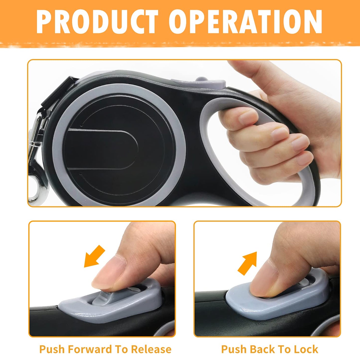 26Ft Retractable Dog Leash, Heavy Duty Great Leash for Dog up to 110 lbs, Anti-Slip Rubberized Handle, One-Handed Brake, Strong Nylon Tape, Tangle Free(Large Size).