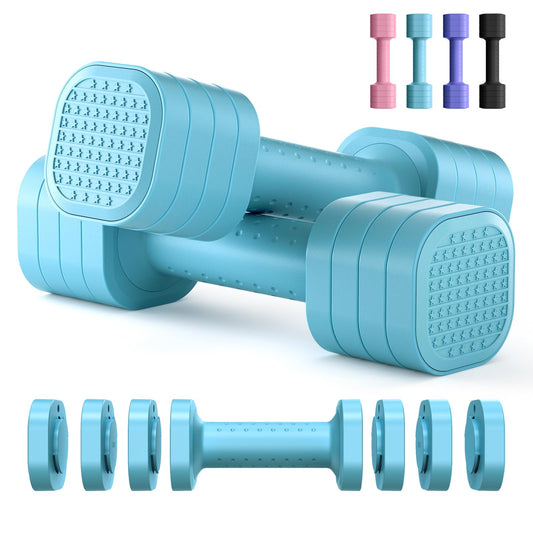 Zempox Adjustable Dumbbell Set of 2, 4 in 1 Free Weights Dumbbells Set for Women, Hand Weights for Women at Home, Each 2lb 3lb 4lb 5lb with TPU Soft Rubber Handle for Home Gym Exercise Training