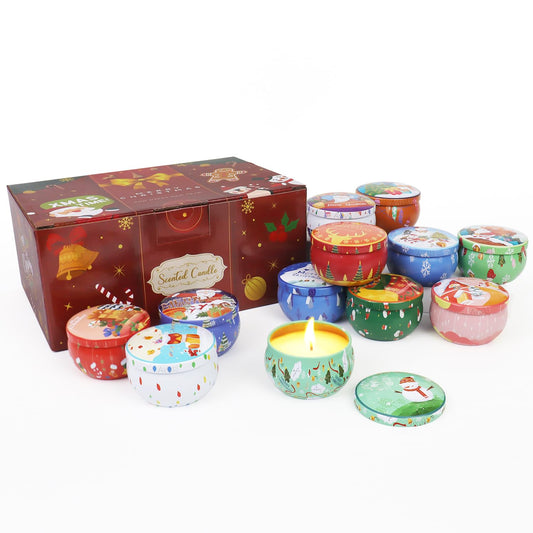 12 PCS Christmas Scented Candles, 2.5OZ Jar Candles, 12 Christmas Fragrances Candle Set for Women, Mom, Grandma, Godmother, Coworker, Teacher