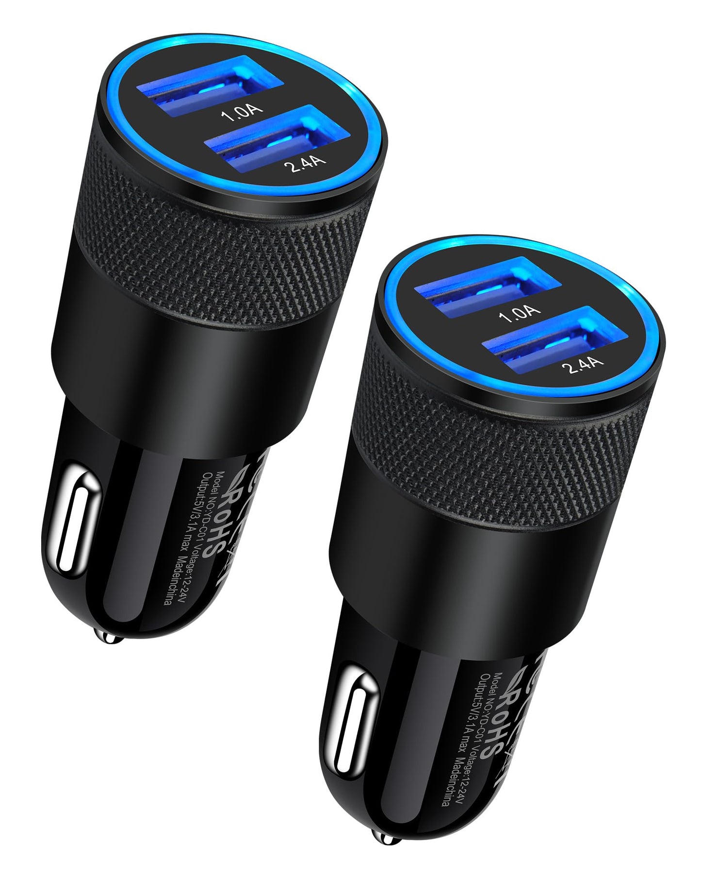 Car Charger, [2Pack/3.4a] Fast Charge Dual Port USB Cargador Carro Lighter Adapter for iPhone 15 14 13 12 11 Pro Max X XR XS 17 Plus 16, iPad, Samsung Galaxy S23 S22 S21 S25 Plus S7 j7 S10e S9 Note 8