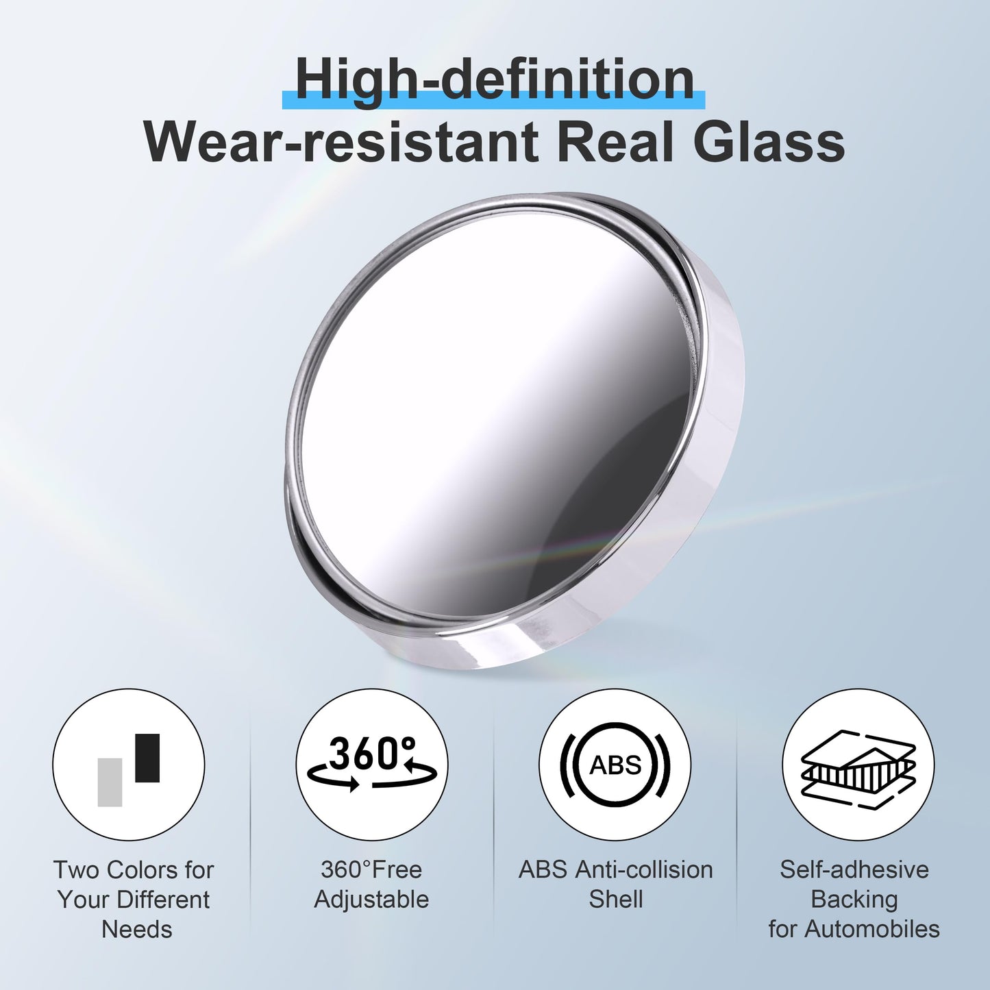 8 Pcs Blind Spot Mirrors for Car, 1.97’’ Round HD Convex Mirror, 360° Wide Angle Side View Mirror with ABS Housing for a wide range of models (black, silver)