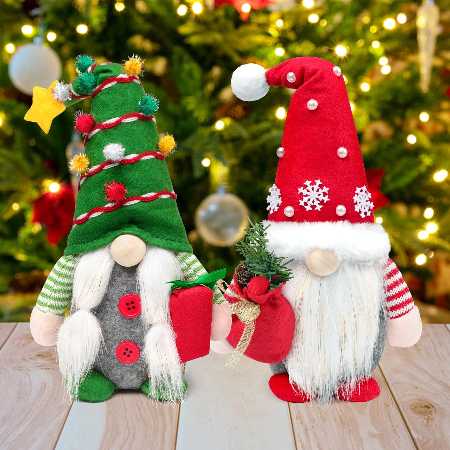 BINSUNS 2Pcs Christmas Gnomes Plush Decorations, Christmas Elf Gnomes Swedish Tomte Plush Gnome - Xmas Thanksgiving Home Party Ornaments Boy Girl Decor