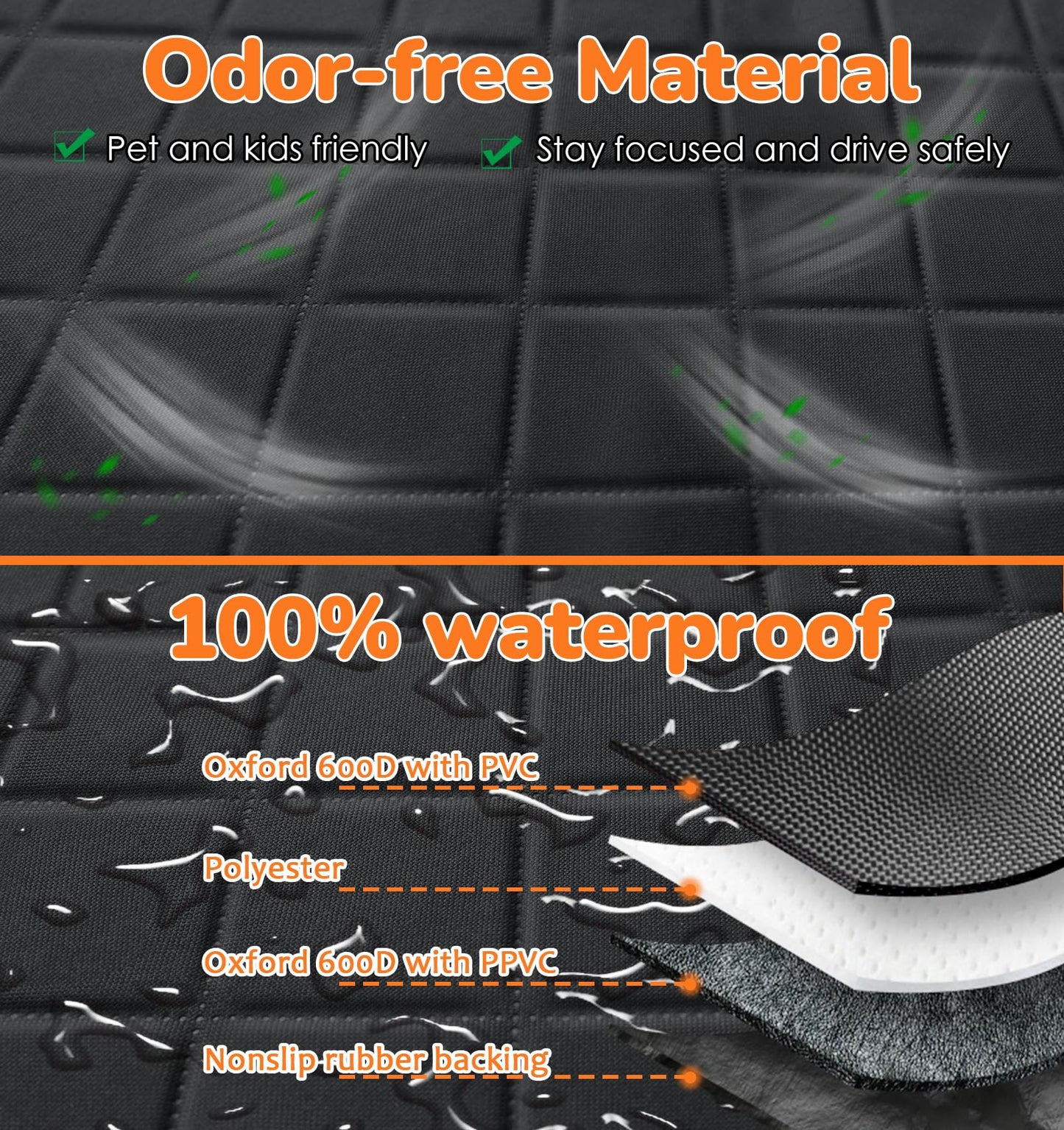 URPOWER Dog Car Seat Cover for Pets 100% Waterproof Seat Cover Hammock 600D Heavy Duty Scratch Proof Nonslip Durable Soft Back Seat Covers for Cars Trucks and SUVs