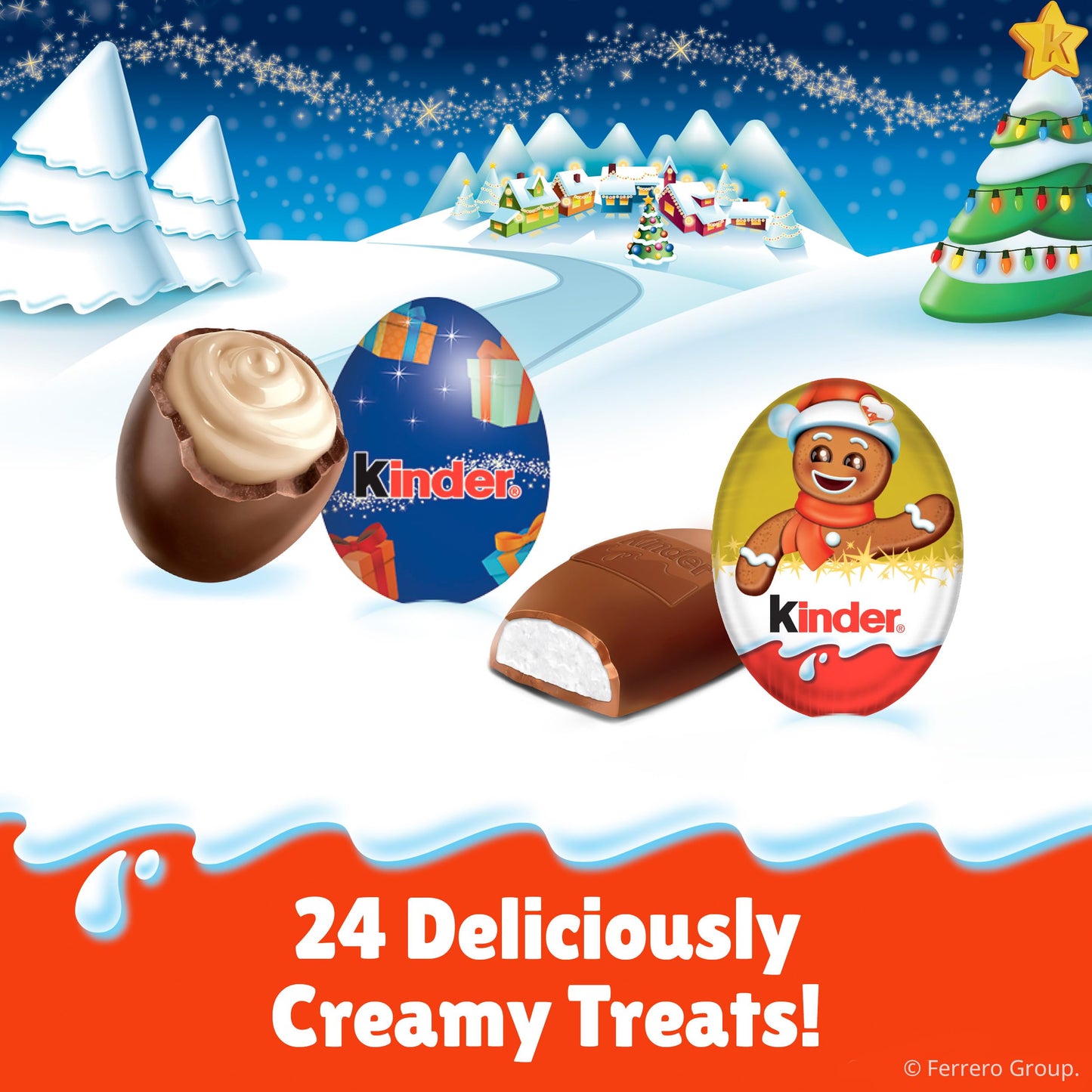 Kinder Chocolate Countdown Advent Calendar, Chocolate Candy, 2025, 2 Pack, Holiday gift for all, 24 Pieces 8.8 oz