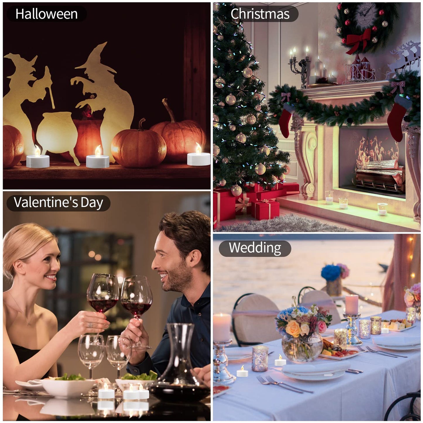 KOABY 24 Pack Warm White LED Tea Lights, Last 100H+, Flickering Flameless Battery Operated Tea Lights for Decor