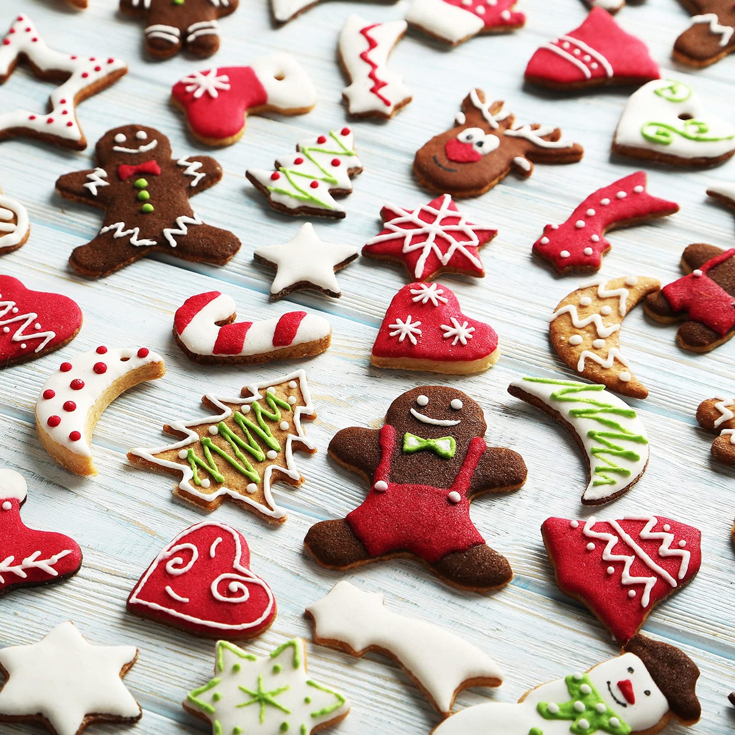 Vesici 30 Pieces Christmas Cookie Stencils Templates Decorations Christmas Coffee Baking Painting Mold Tools Plastic Cookie Coffee Decorating Stencils Reusable Xmas Baking Tools for DIY