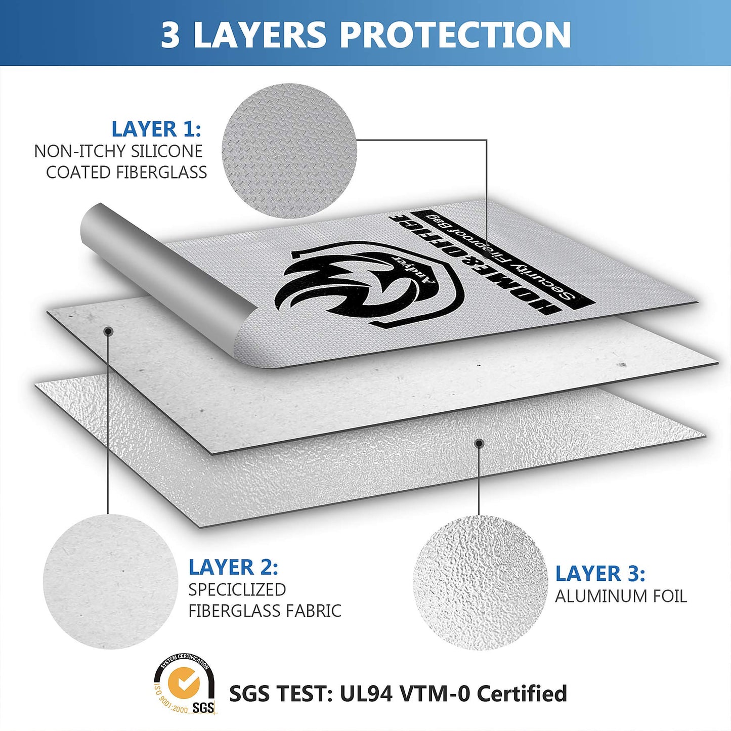 Upgraded Two Pockets Fireproof Document Bag (2000℉), andyer 15”x 11”Waterproof Fireproof Money Bag for Cash with Zipper, Important Document Storage Organizer for Valuables, Legal Documents Safe