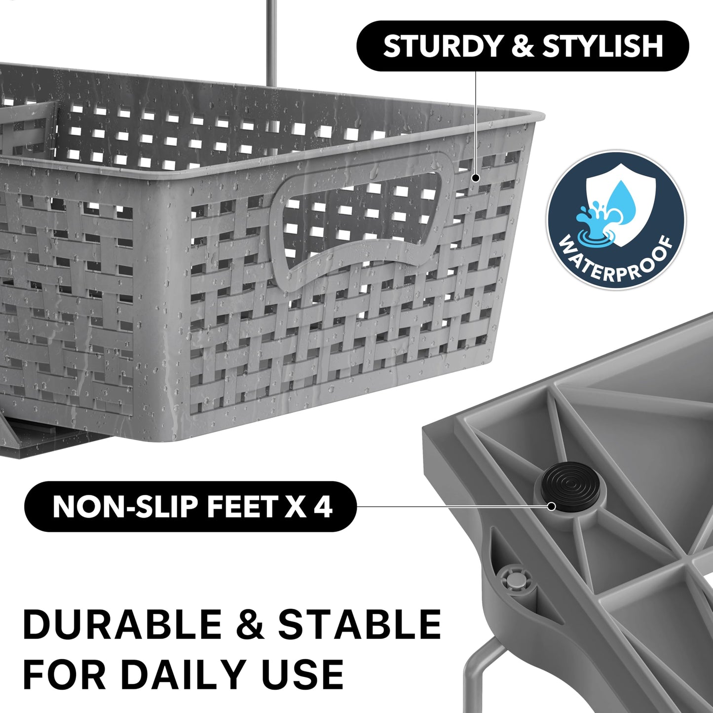 Simple Houseware 2 Tier Bathroom Organizer Tray Pull-Out Sliding Drawer, Under Sink Storage, Gray