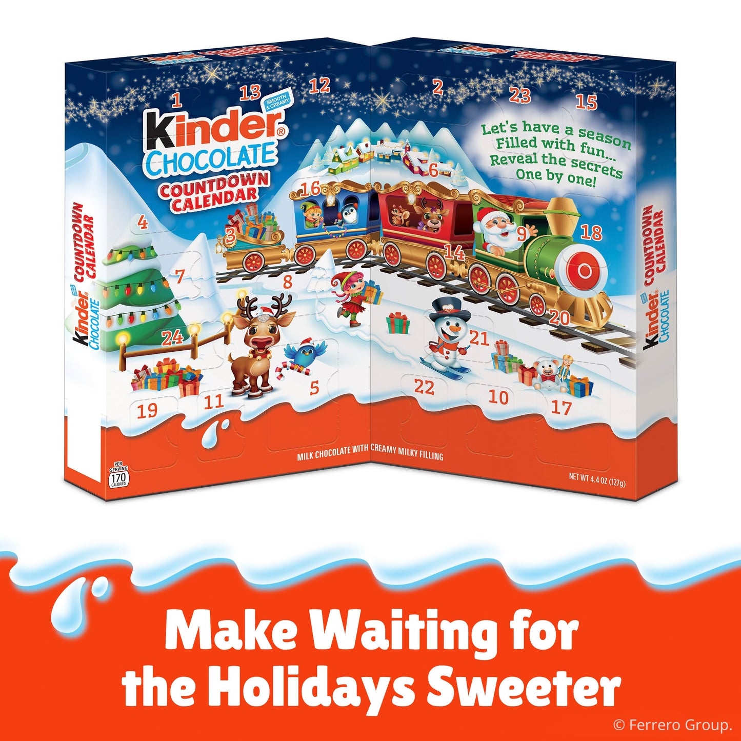 Kinder Chocolate Countdown Advent Calendar, Chocolate Candy, 2025, 2 Pack, Holiday gift for all, 24 Pieces 8.8 oz