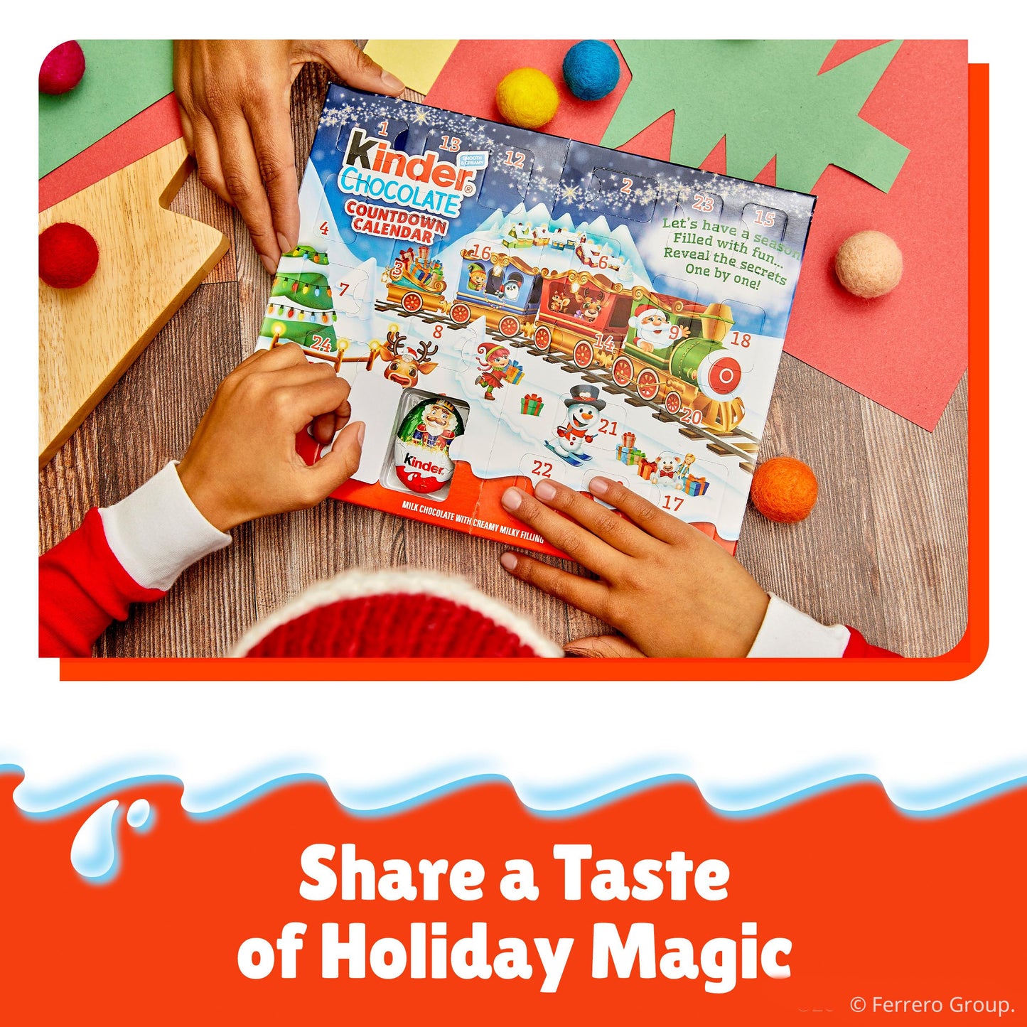 Kinder Chocolate Countdown Advent Calendar, Chocolate Candy, 2025, 2 Pack, Holiday gift for all, 24 Pieces 8.8 oz