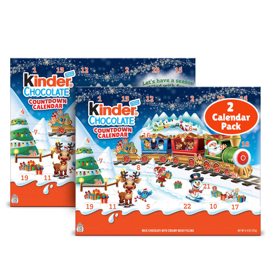 Kinder Chocolate Countdown Advent Calendar, Chocolate Candy, 2025, 2 Pack, Holiday gift for all, 24 Pieces 8.8 oz